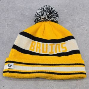 New Era Bruins Beanie Hat‎ Script Striped Yellow Color One Size Cap